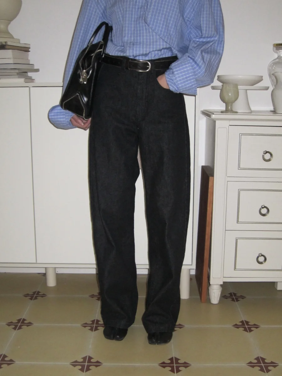 

Джинсы-бананы Bla Denim: длинные брюки с широкими штанинами, износостойкие, с высокой талией, коллекция F2023