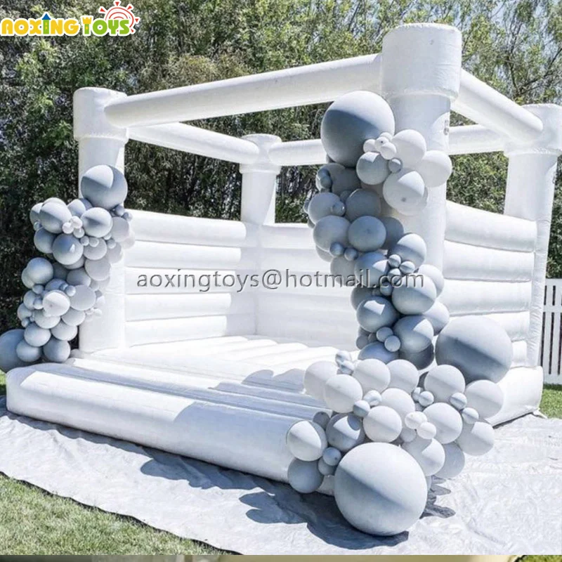 Château gonflable en PVC blanc, maison de saut pour fête d'anniversaire de mariage pour enfants adultes avec souffleur d'air à ballon