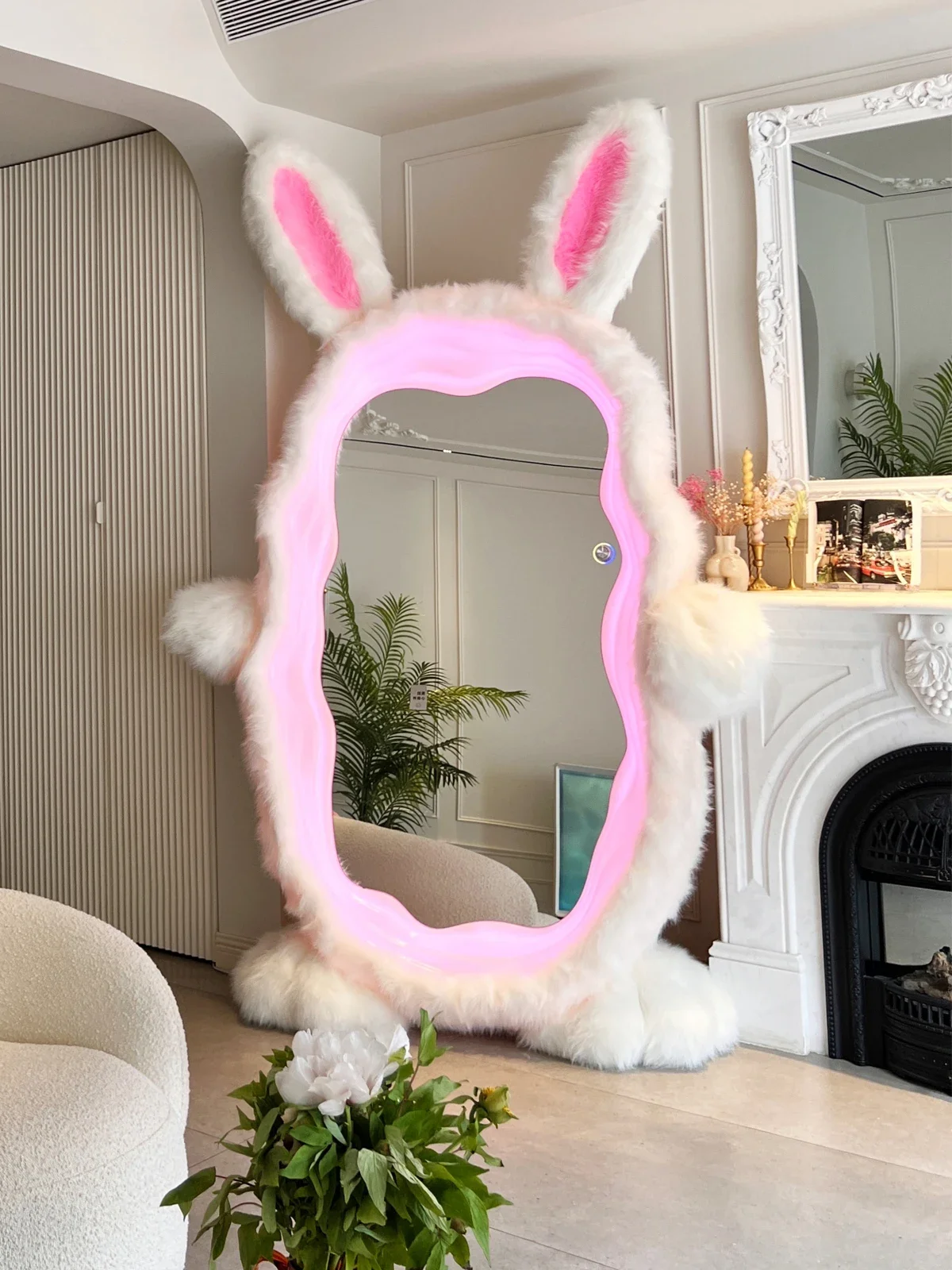 Happy Glow, Rabbit Full Body Mirror, Ambient Light Nordic, Wave Mirror