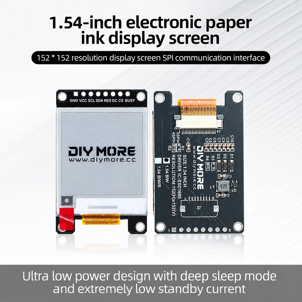 1.54-inch 2.9-inch E-Paper Display DC2.2-3.7V Ultra-Low Power SPI Interface SSD1680 Driver Chip For Shelf Labels Smart Home