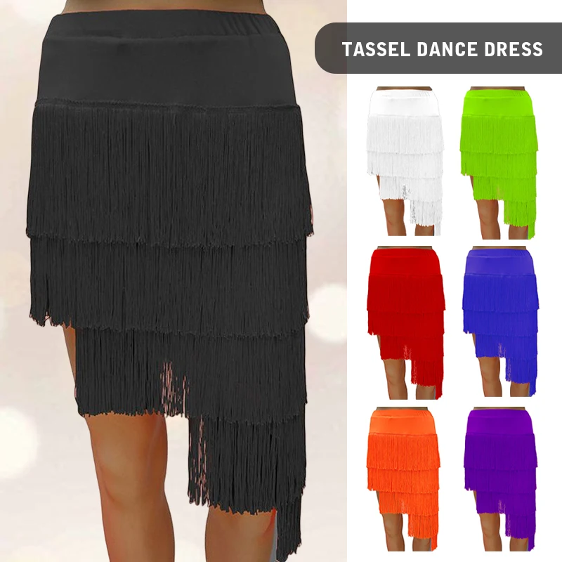 

Women Latin Dance Dress Chacha Samba Belly Dancewear Lady Fringed Tassel Samba Tango Skirts Competition Practice Ballroom Skirt