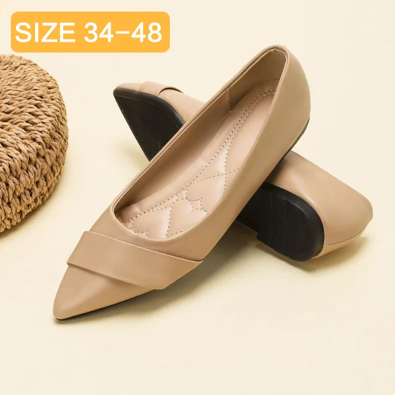 

Удобные женские туфли без каблука больших размеров (34-48) с бантом из натуральных материалов, классическая универсальная модная обувь