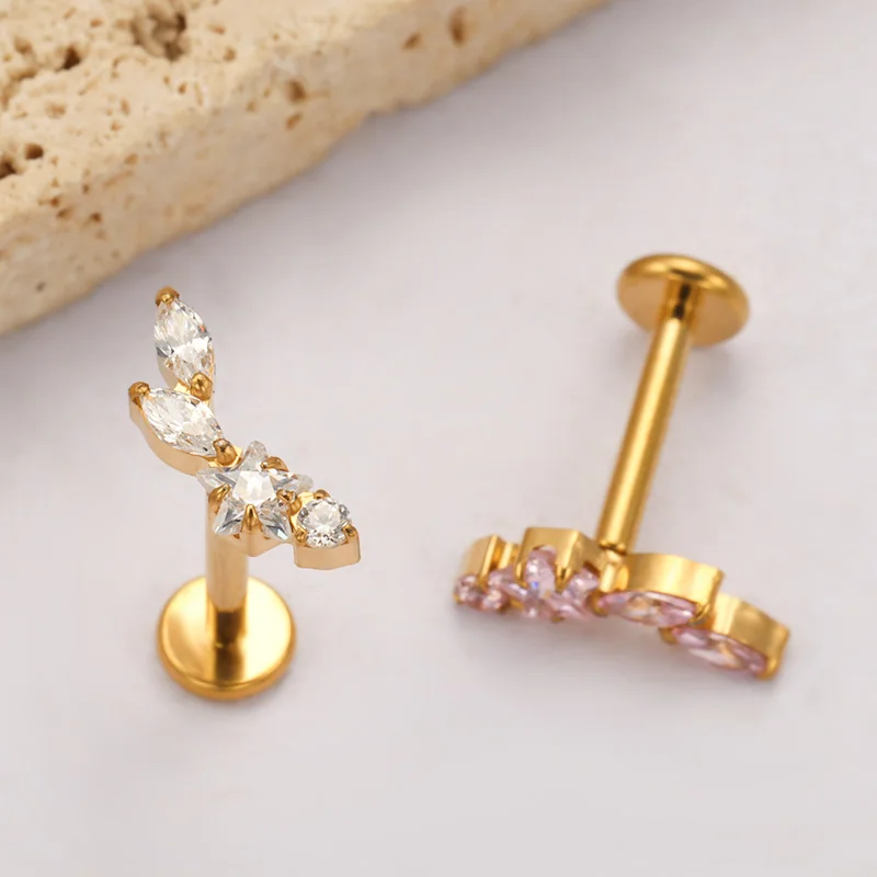 ASTM F136 Titanium Constellation Star Conch Piercing Internal Thread Lip Labret Tragus Helix Conch Piercing Lip Nose Body