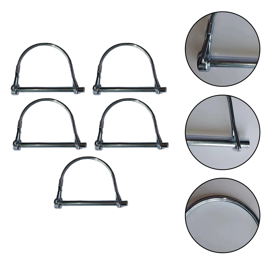5pcs Coupler Safety Pin D-Hook Carbon Steel Quick Lock Release Trailer Stroller Round Arch Wire Shaft Locking Pin