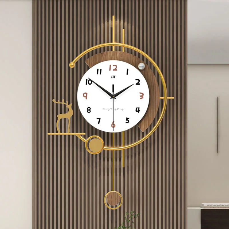 

Nordic Deer Wall Clock Wrought Iron Aesthetic Modern Design Living Room TV Background Metal Wall Art Clocks Home Decoration