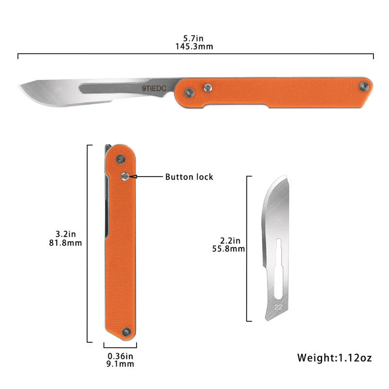 G10 Surgical Folding Knife Insulation Non-slip Handle Mini Utility Knife Portable Keychain Self-defense Tool No22 Blades