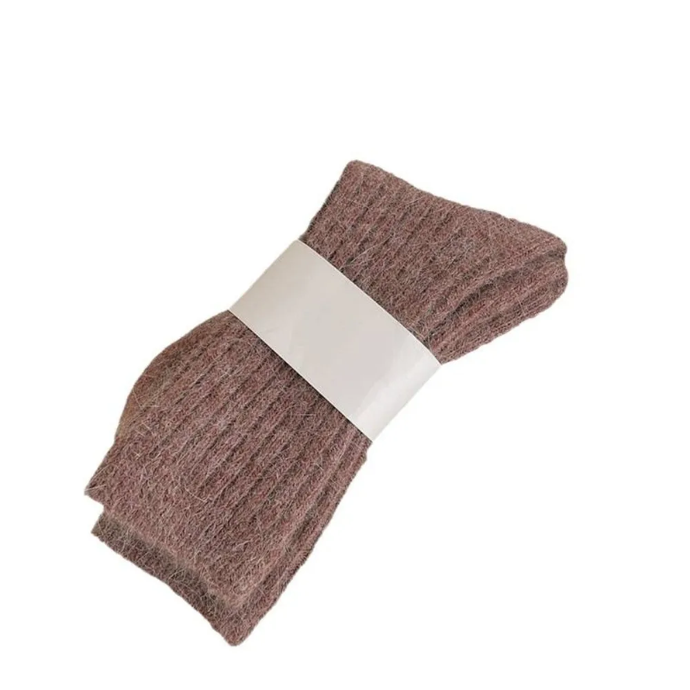 

New Plus Velvet Mid-tube Socks Warm Thick Hosiery Soft Solid Color Long Socks Autumn Winter