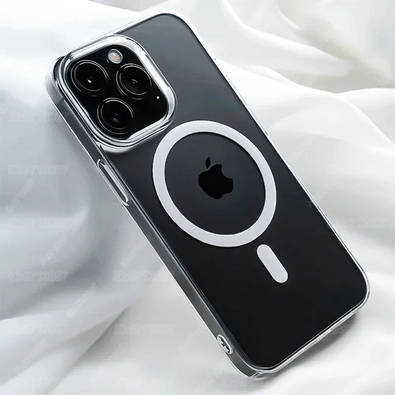 

Luxury Magnetic Wireless Charge for Magsafe Case for iPhone 15 14 13 12 11 16 Pro Max Transparent Case XR X XS 8 Plus Back Cover