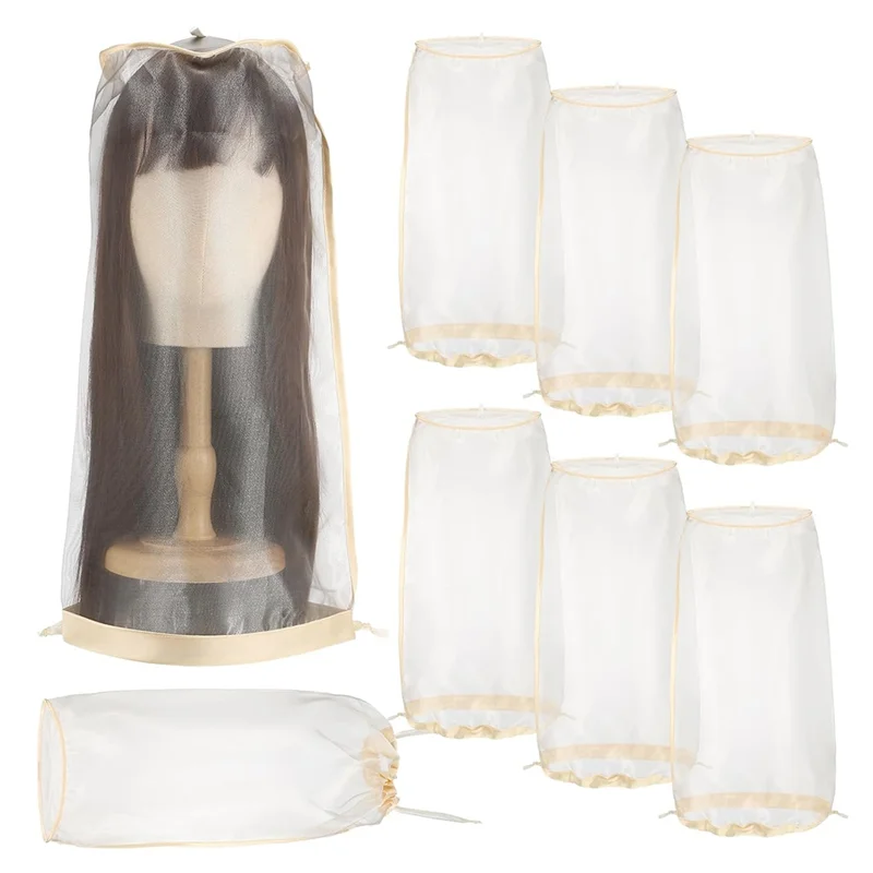 

A23I-6 Pcs Wig Storage Bags Adjustable Wig Bag With Drawstring Portable Travel Organizer For Keep From Dirt Dust