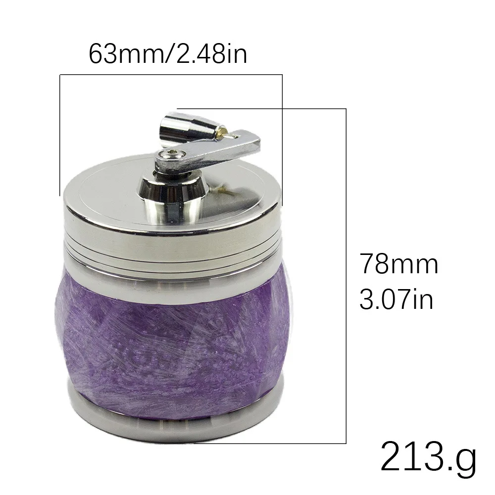 

63MM Zinc Alloy Herb Grinder | Semi-Transparent Bubble Lid | Hand-Cranked 4-Layer Tobacco Crusher with Visual Grinding