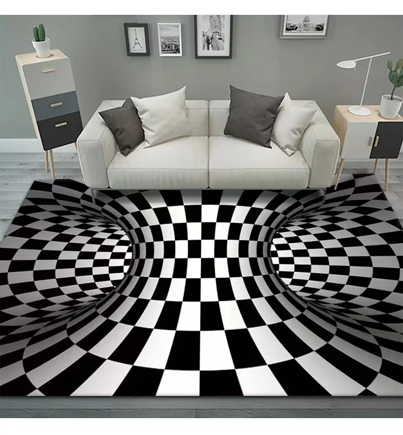 3D Illusion Abstract Vortex Carpet Living Room Entrance Door Mat Kitchen Bathroom Non-slip Floor Mat Bedroom Rug Home Decor