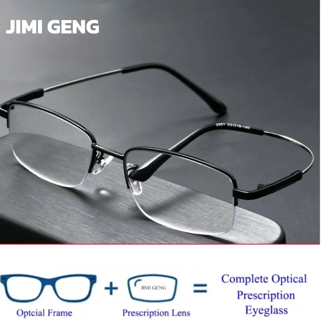 

High-end Business Men's Semi-rimmed Glasses, Reading Anti-blue Light Progressive Prescription Glasses, Ultra-lightcomfortable