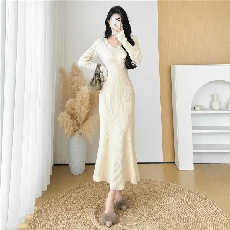 여성용 레귤러 파티 크로셰 드레스, 허리 조임 플레인 디자인, 세일, 클리어런스, 빈티지 Y2K 트렌디 여성 니트 드레스