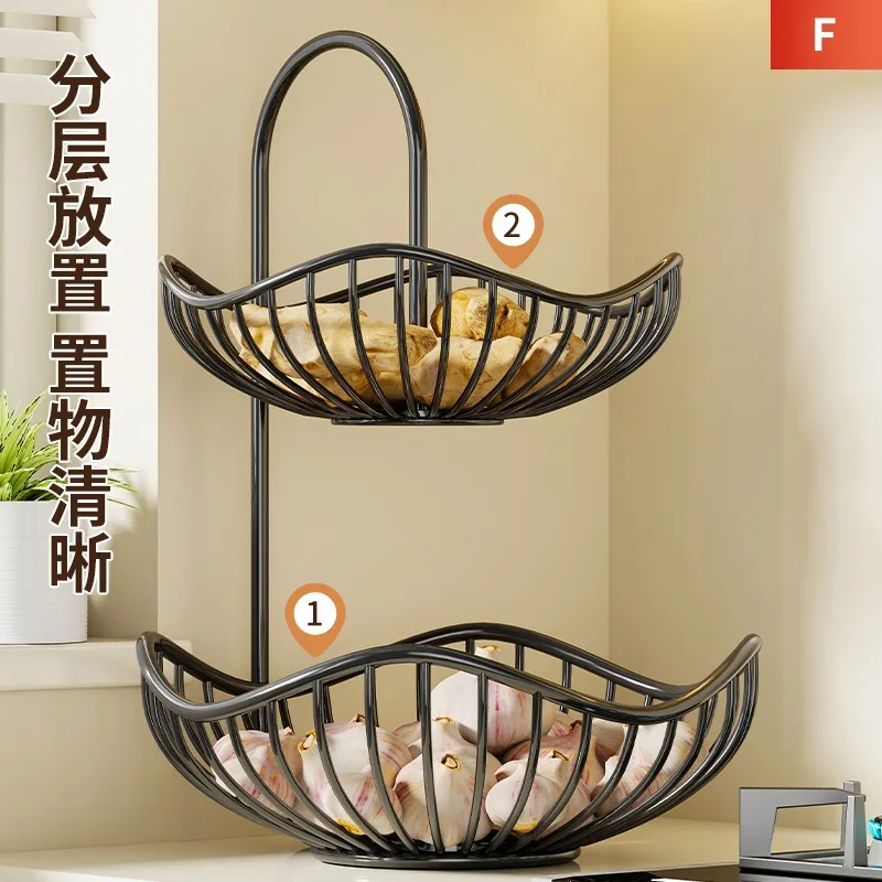 Household kitchen desktop onion, ginger, garlic storage rack, living room multifunctional multi-layer fruit storage rack