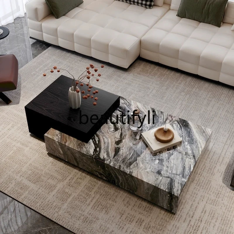 

Marble coffee table living room new, modern simple natural luxury stone coffee table