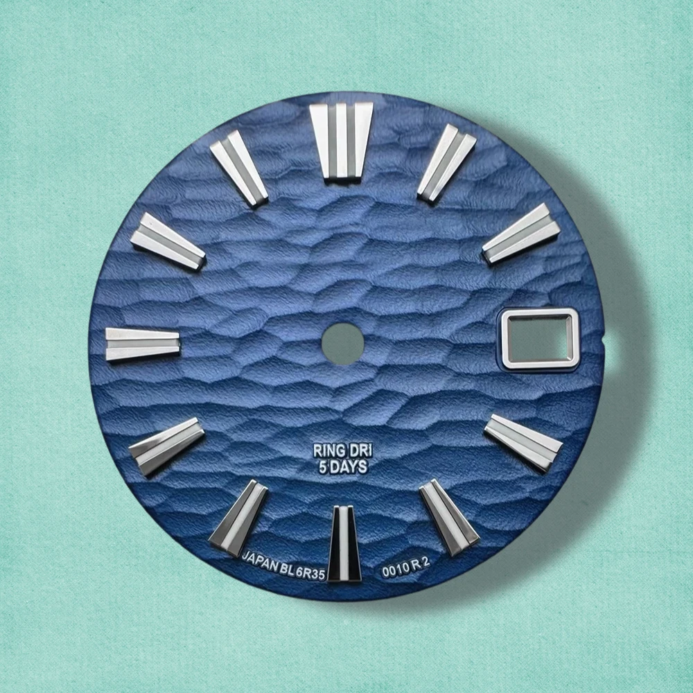 28.5mm GS Logo Wave Dial Suitable For NH35/NH36 Japan Movement Green Luminous High Quality Watch Modification Accessories