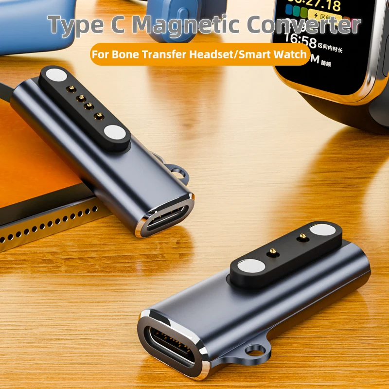 Magnetic Charger Adapter Type C to 7.62mm/2/4pin Converter for Children Smart Watch Shokz Bone Transfer Headset Charging Adapter