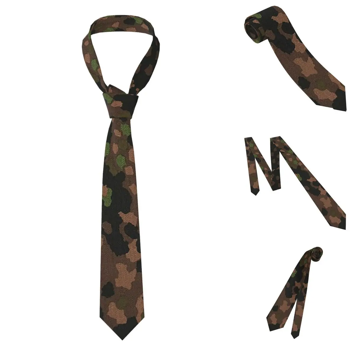 Splintertarn German WW2 Camouflage Army Military Camo Necktie for Men Silk Polyester 8 cm Neck Ties Wedding Suits Tie