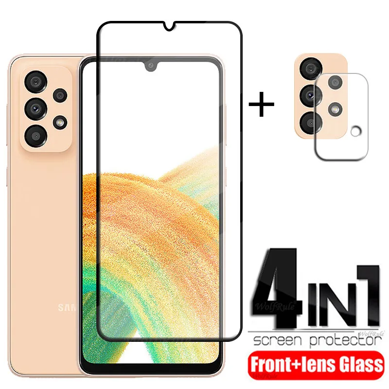 4-in-1 For Samsung Galaxy A33 Glass For Samsung A33 Tempered Glass 9H Full Screen Protector For Samsung A33 5G A 33 Lens Glass