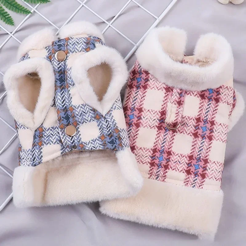 

Winter Warm Dog Jacket Fur Collar Dogs Coat Pet Clothes for Small Medium Dogs Traction Dog Jacket Coat Teddy Bichon Pet Clothes