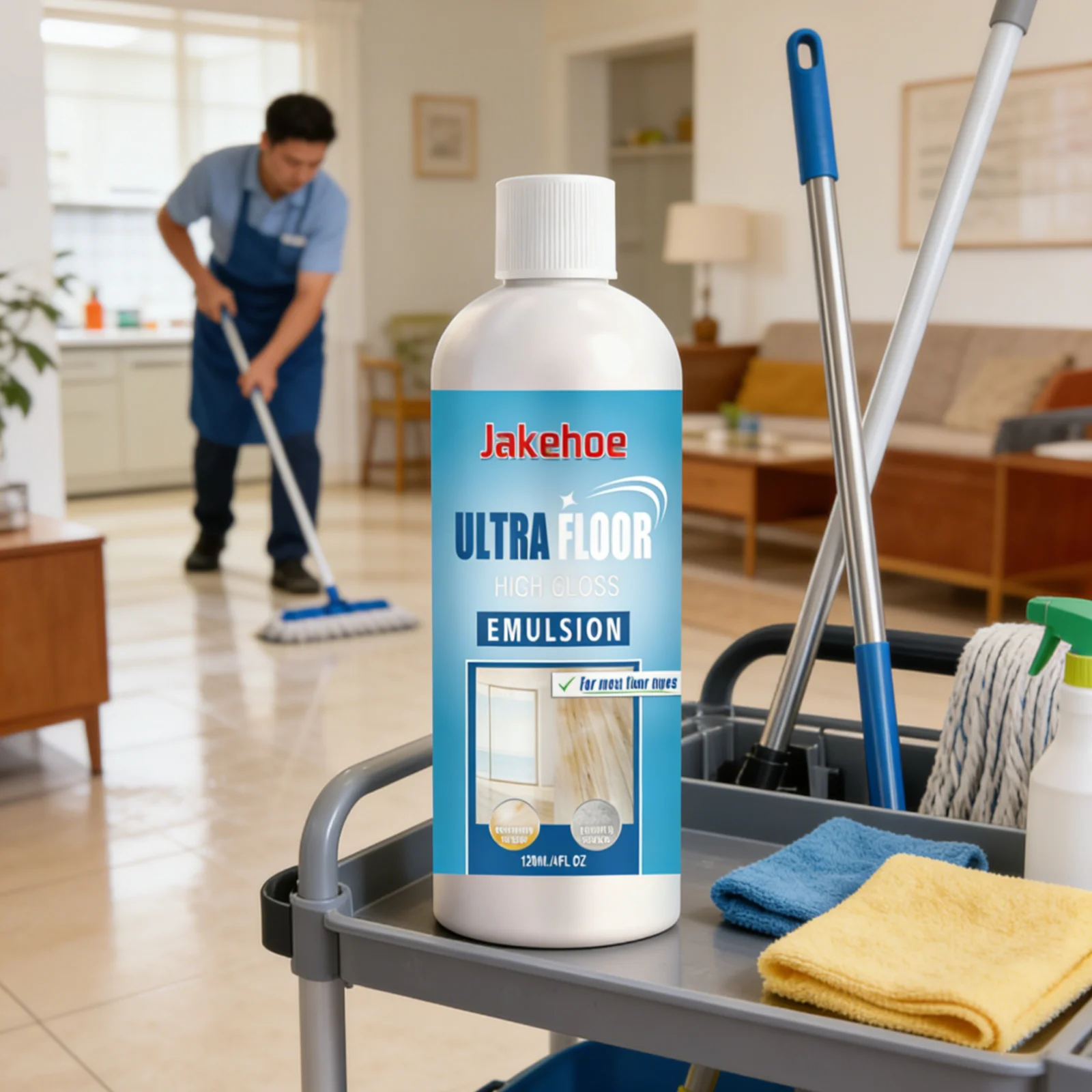 Jakehoe Floor High Gloss Emulsion Waterproof Protection Coating Stain Resistant Long Lasting Shine Household Floor Care Solution