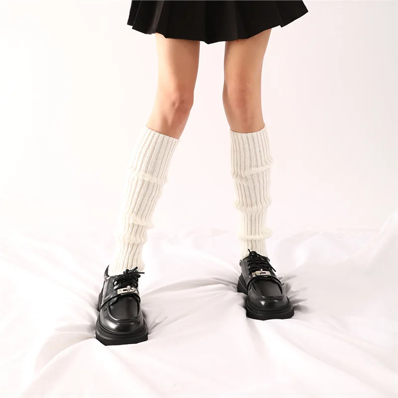 Autumn Winter Halloween Accessories Leg Warmer Women White Knitting Leg Warmers Ribbed Footless Socks Stockings