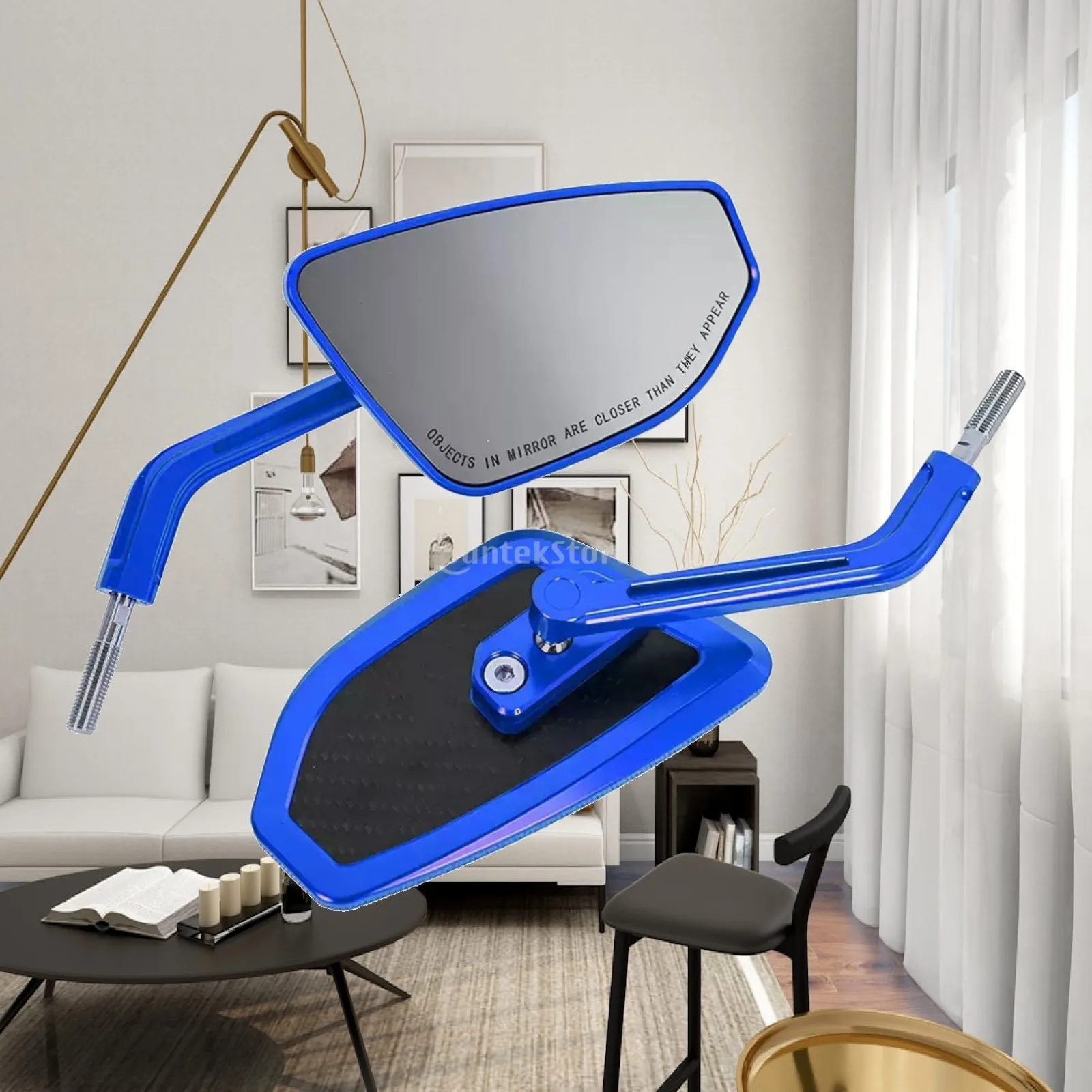 Motorcycle Handlebar Mirror CNC Alloy Body Glare Reducing Rectangular Glass for Street Bike Custom Chopper
