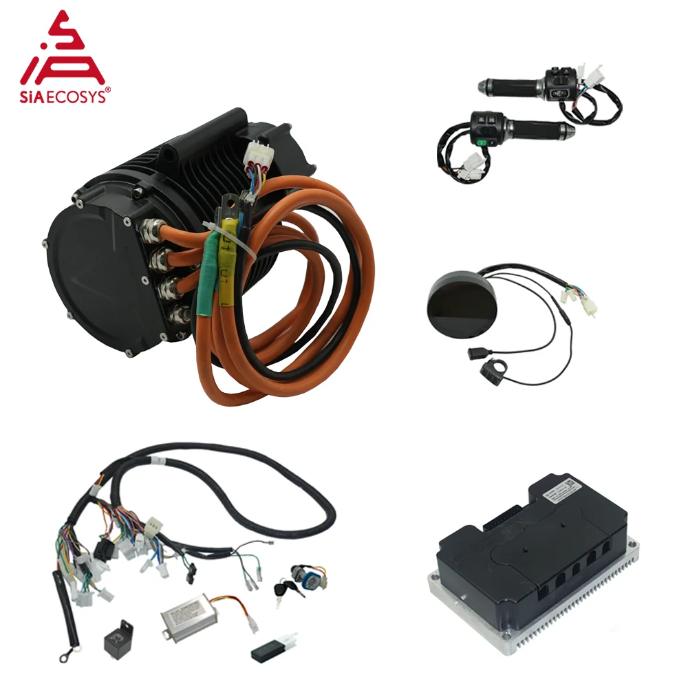 SiAECOSYS XDJ138A-80 3500W Mid Drive Motor with Gearbox and Fardriver ND72680 Controller TFT SCJ3622-A Display Power Train Kit