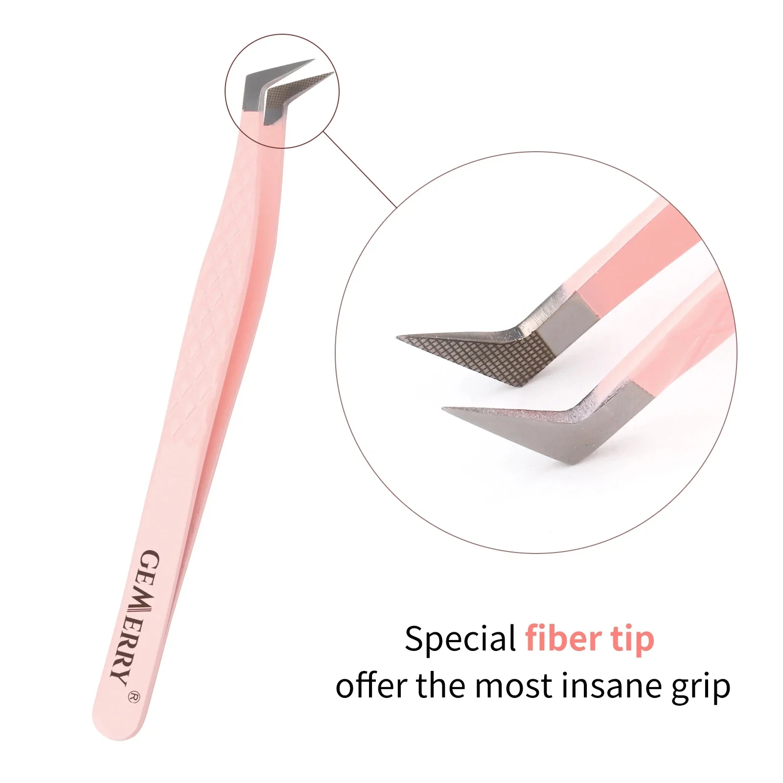 GEMERRY Fiber Tips Eyelash Tweezers Pink Professional Stainless Steel High Precision Extensions Make-up Tool Tweezer