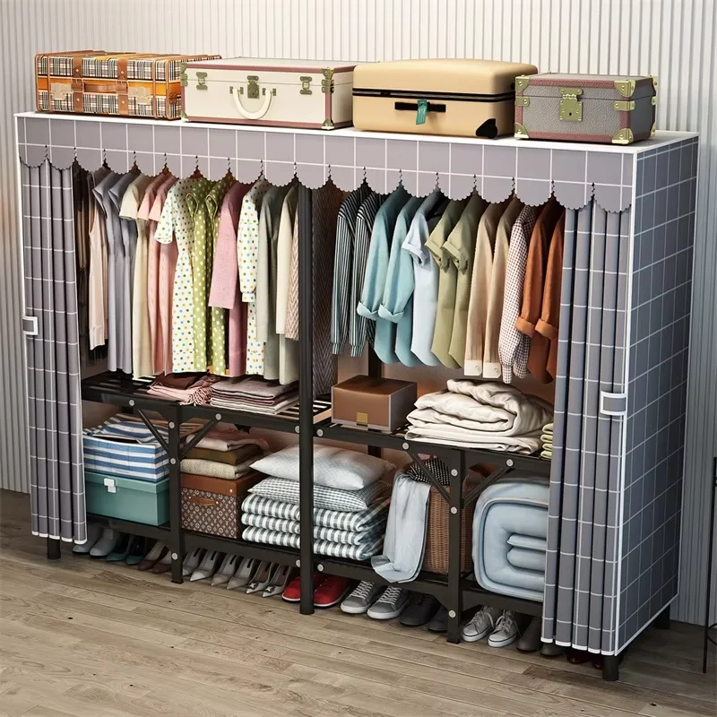 Dustproof Wardrobe Portable Bedroom Clothing Rack Reinforced Storage Cabinet Oxford Cloth Waterproof Cupboard Closet Organizer