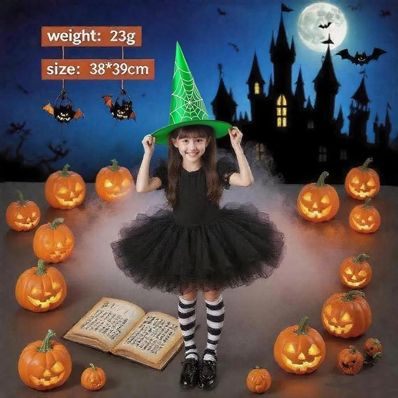 Hexenhut, Halloween-Dekorationszubehör, Hexenhut für Kinder und Erwachsene, Ballkleid, Magic Mesh Wizard Hat für Party – Detail 9
