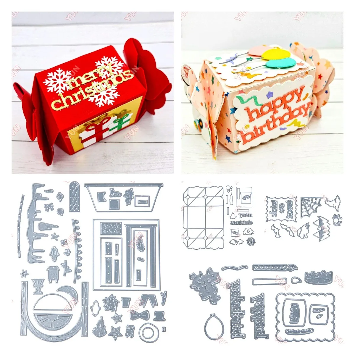 

Halloween Birthday Christmas Twisty Treat Box Die Set New Metal Cutting Dies Scrapbooking Diary Stencils DIY Greeting Cards Gift