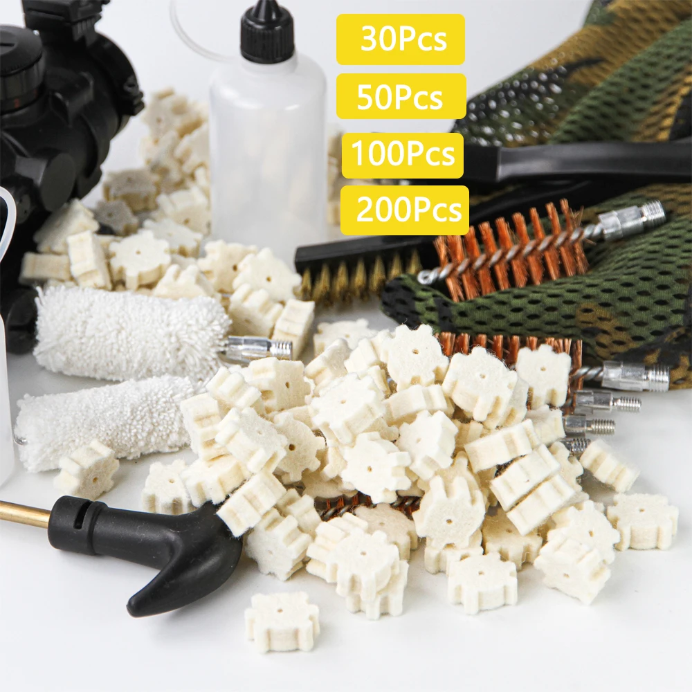 30/50/100Pcs Replacement Chamber Cleaning Pads AR Chamber Cleaning Mop .223/5.56 Weapon Wool Felt Bore Brush Gun Cleaning Kits