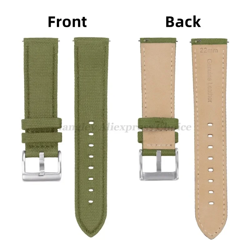 Nylon Canvas Leather Strap 20mm 22mm for Omega for Swatch for Samsung Galaxy Watch 4/5/6 Quick Release Men Women Sport Watchband image 4