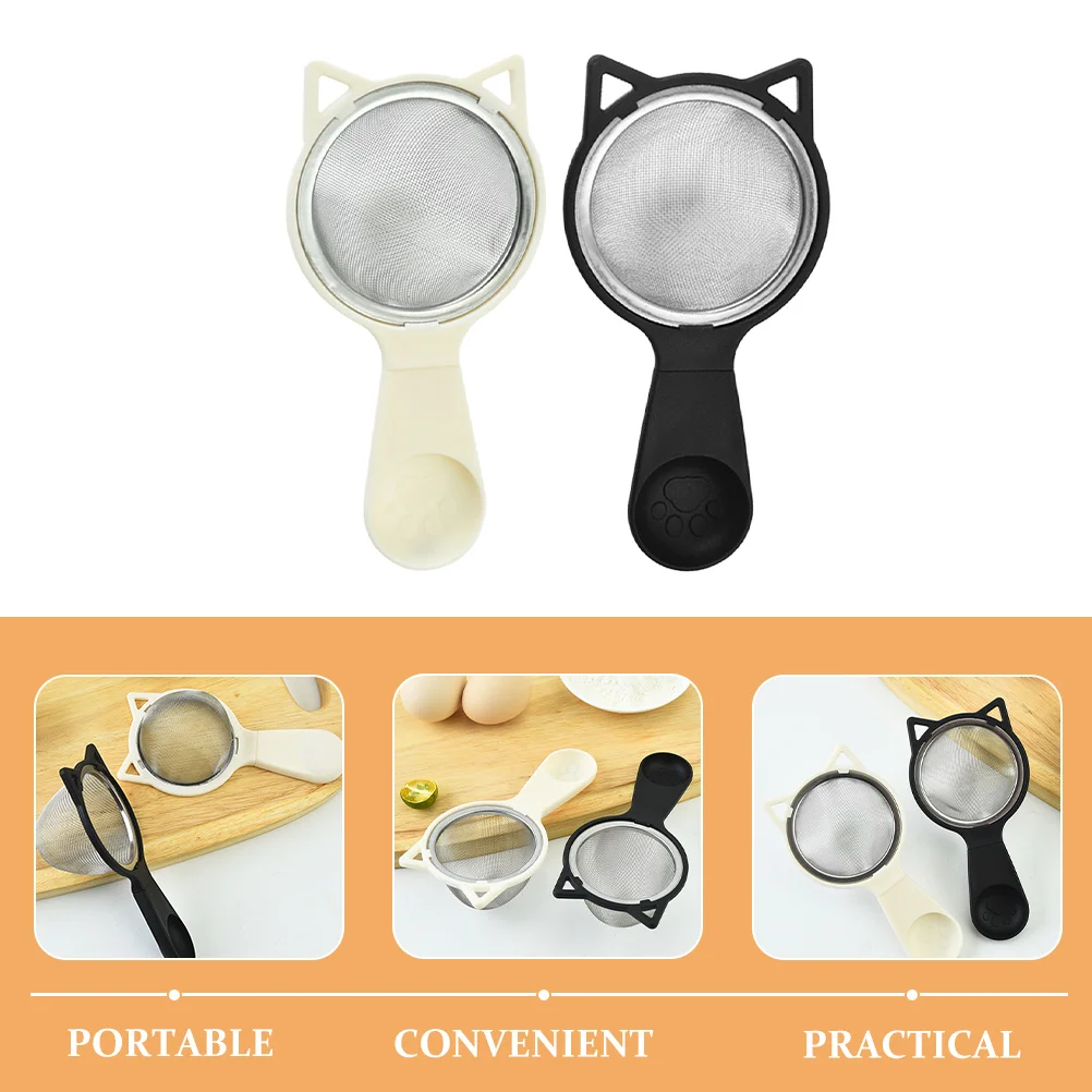 

2pcs Oil Residue Filter Kitchen Strainer Spoon Stainless Steel Mesh Household Flour Sieve Soy Filtering Ladle for Home