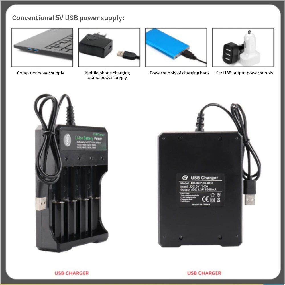 Smart USB Li-ion 18650 Battery Charger Portable Power Charging 4.2V 14500 16340 16650 14650 18350 18650 Lithium Battery Chargers