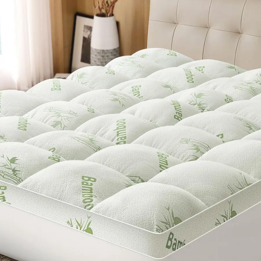 

Наматрасник Queen Size из вискозы, полученной из бамбука, толстый и мягкий, с эффектом подушки, для снятия боли в спине, защитный чехол для матраса с 8 слоями.