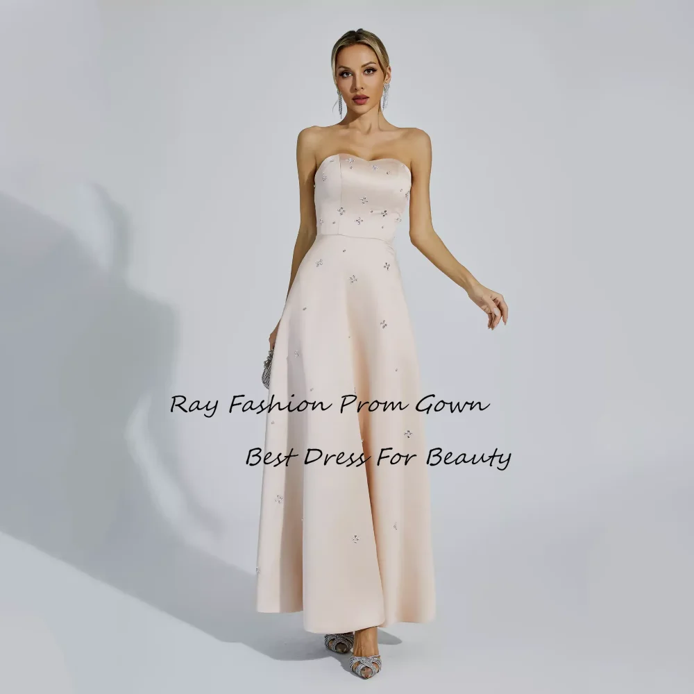 

Ray Fashion A Line Evening Dress Sweetheart Strapless Sleeveless With Crystal For Women Formal Occasion Party Gown فساتين سهرة