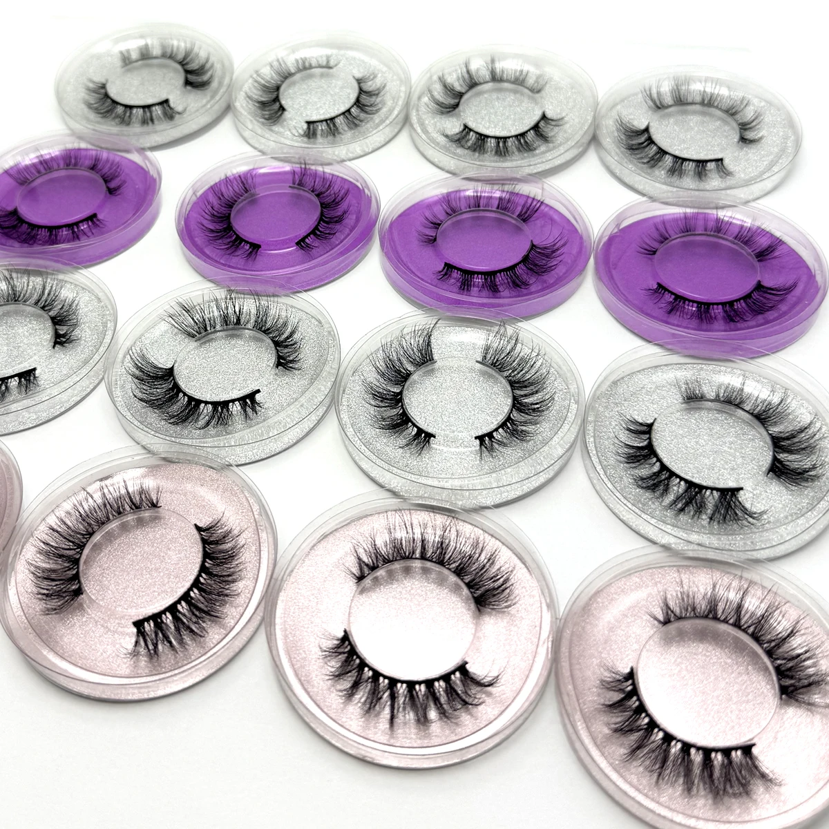 16ペア3スタイルのウィスピーなフェイクミンクつけまつげ、ミックスドドラマティックな太くカールしたふわふわストリップラッシュ、アイメイクセット用マルチパック