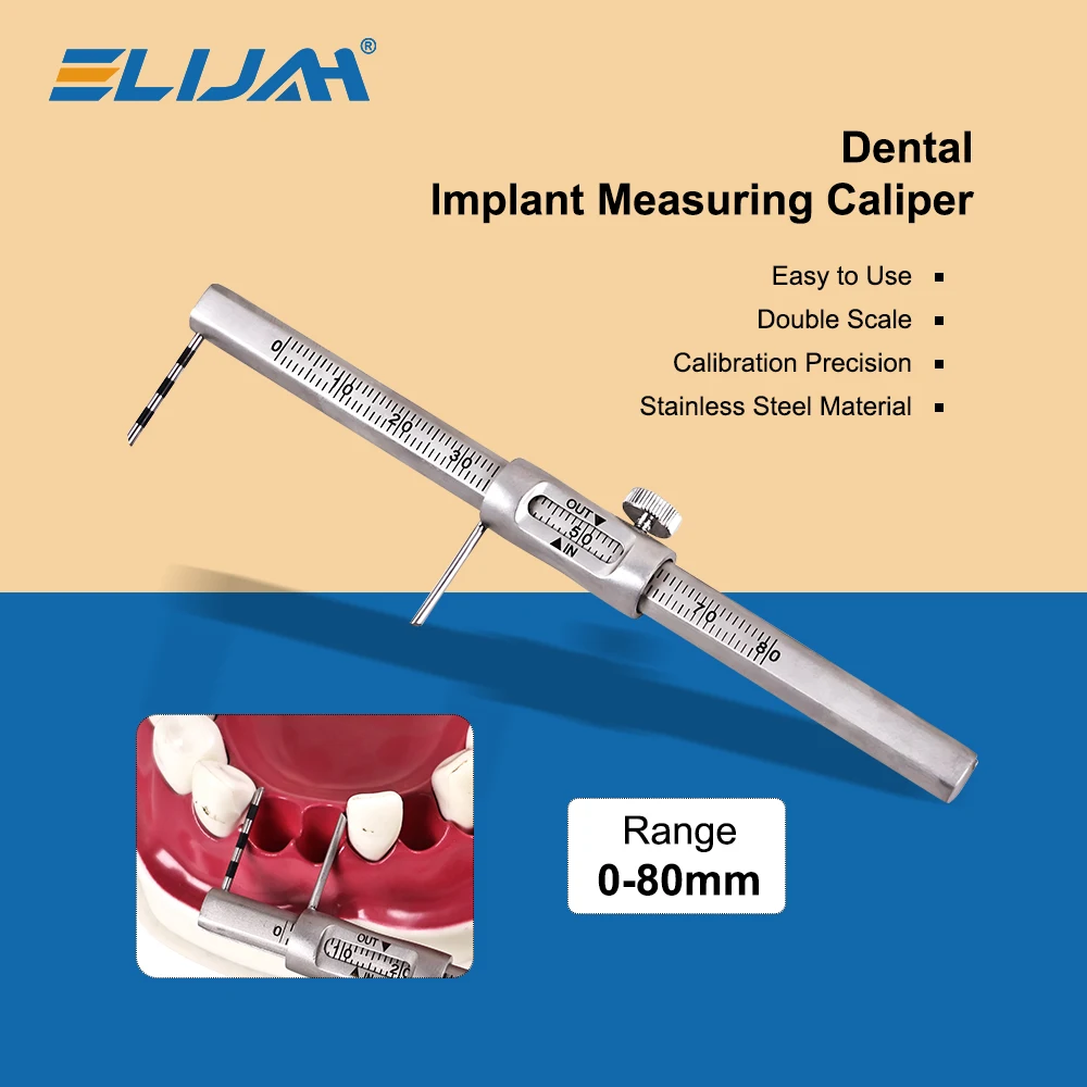 

ELIJAH 1 Pcs Dental Orthodontic Sliding Caliper 0-80mm Double Scale Round Dentist Implant Measuring Gauge Dentistry Tool