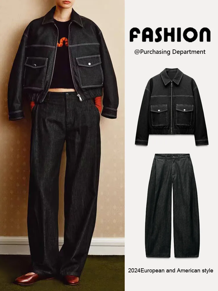 

Spring New Arrival Women's Long Sve Jaet Comfortable mid Waist Pleated Pants Faionable Set for Ladies Spring 2025