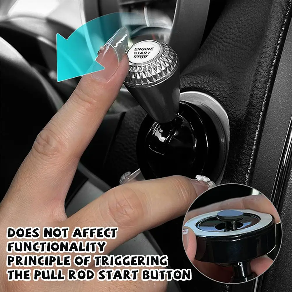 4 Colors Universal Engine Start Stop Button Cover Lever Decoration,All Metal Diamond Pattern Car Push Start Button Rocker Decor