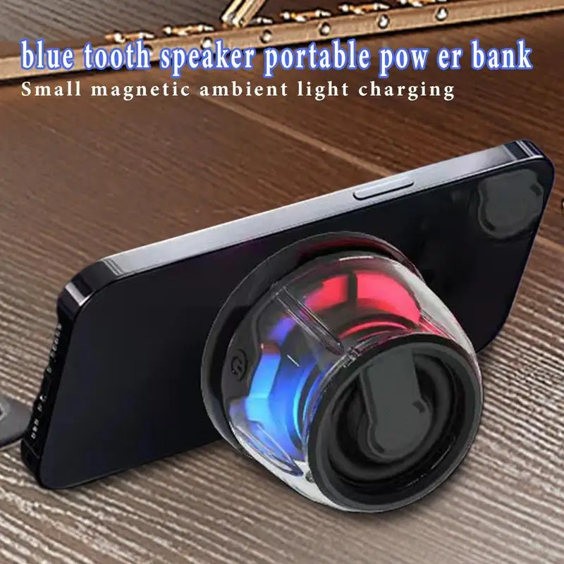 Alto-falante magnético sem fio multicolorido led sem fio banco de bateria pequeno alto-falante sem fio com luz rgb para casa