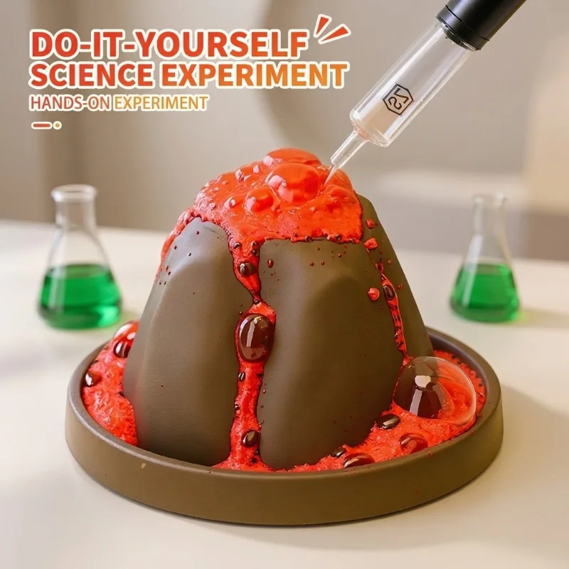 Conjunto de Experimentos Científicos DIY de Eruptão de Vulcão para Crianças, Brinquedo Interessante para Educação Infantil