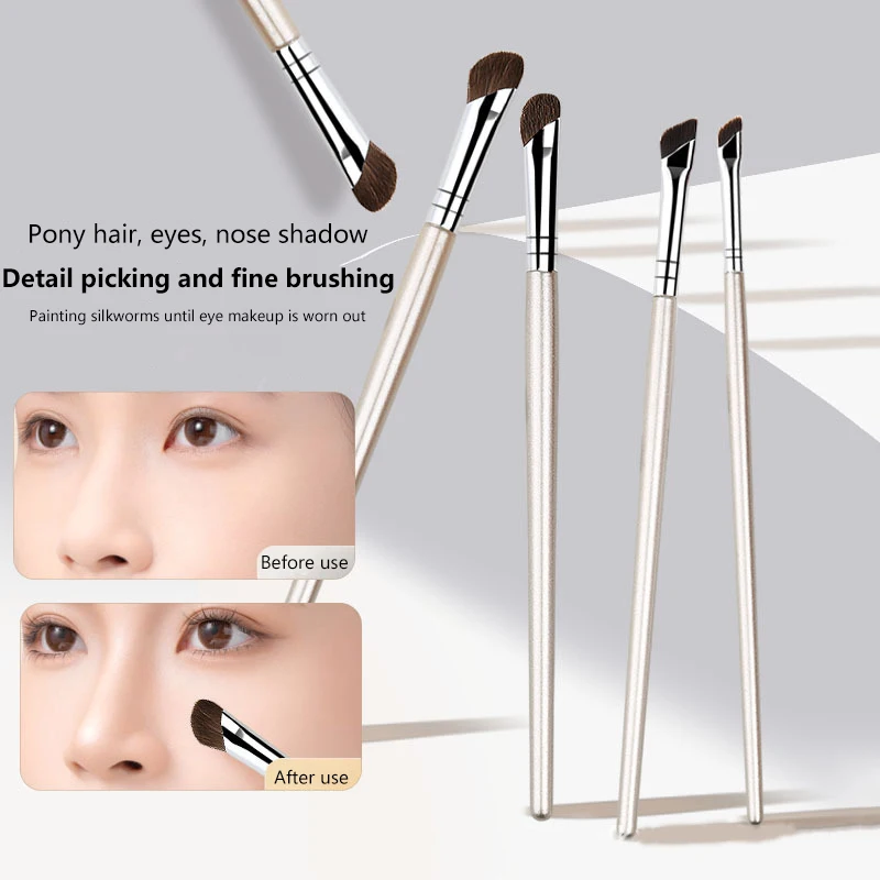 4Pcs/set Angled Makeup Brushes Sickle Eyeliner Brush Eyebrow Nose Contour Beauty Make Up Cosmetics Tool Precise Detail Brush