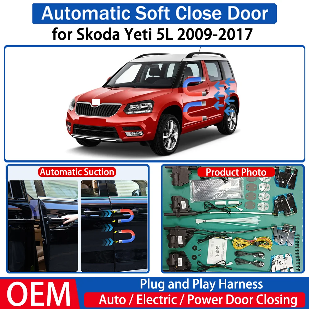 

ZJCGO for Skoda Yeti 5L 2009-2017 Car OEM Automatic Soft Close Door Electric Suction Kit Auto Power Closing System Plug＆play