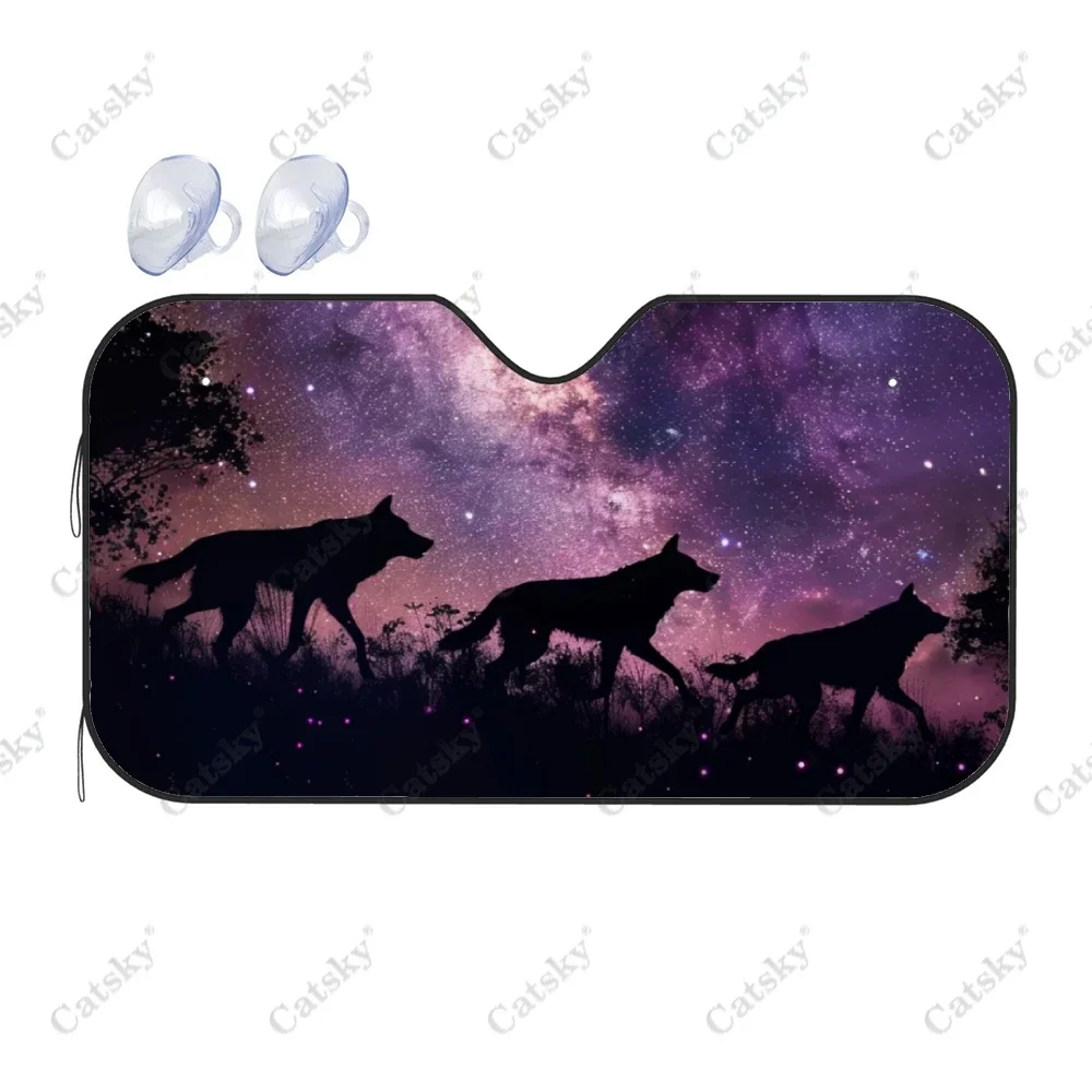 Walking Starry Wolf Car Accessories Front Windshield Sunshade Foldable Sunvisor Protect Summer Visorshield Decoration for SUV