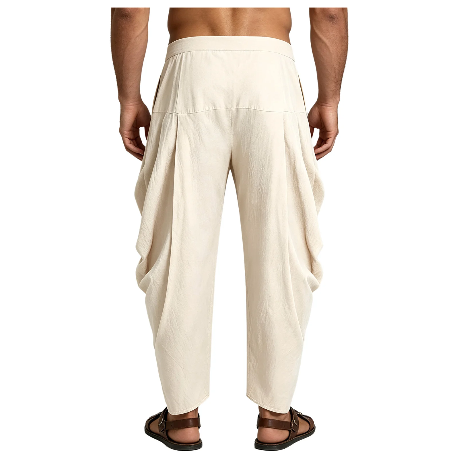 Mens Casual Vacation Arab Pants Harem Dhoti Baggy Draped Trousers Joggers Bottoms for Beach Theme Party Daily Life