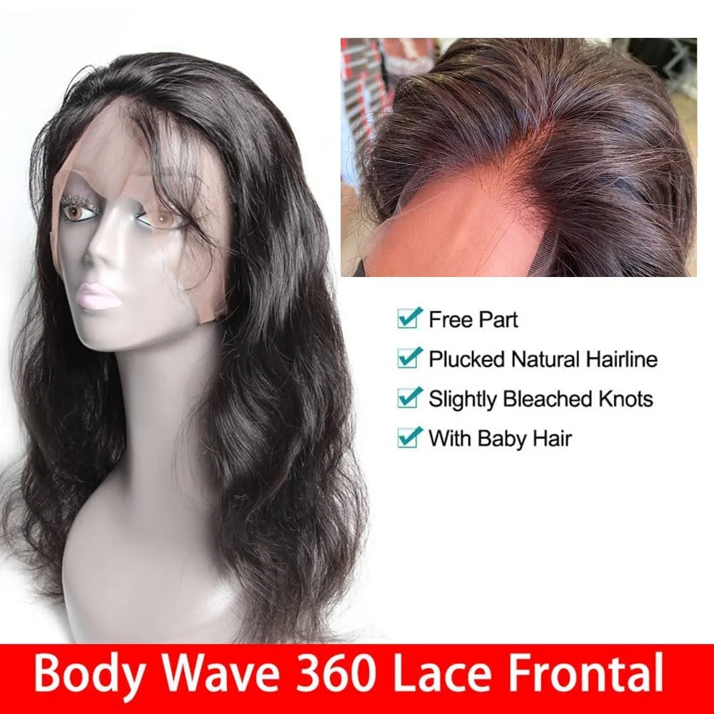 360 레이스 정면 브라질리언 바디 웨이브, Cheveux Humain 13x4 레이스 정면 전용, 자연스러운 아기 머리로 미리 뽑은 4x4 클로저