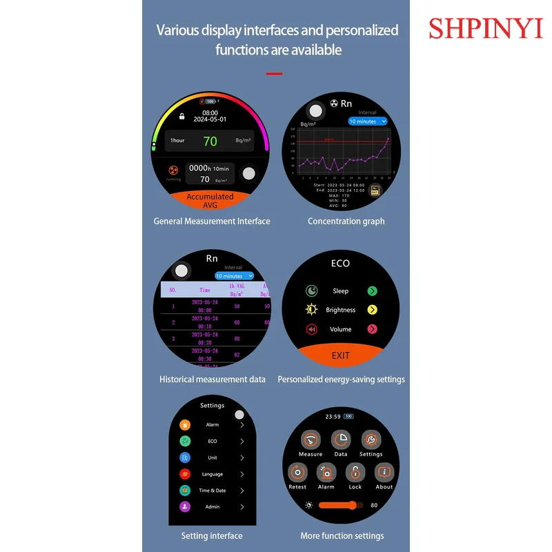AIKESI RM-75 Radon Detector With Touch Screen Pulsed Ion Alarm Sensor Home Air Quality Monitor Gas Detectors Smart